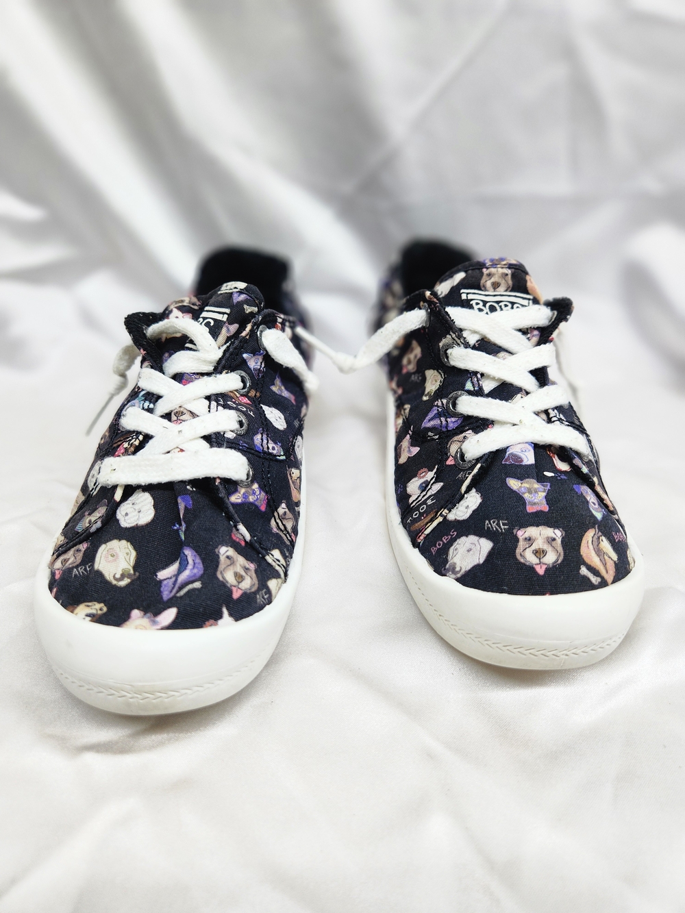 BOBS from Skechers Black Kids Dog Print Lace-Up Sneakers